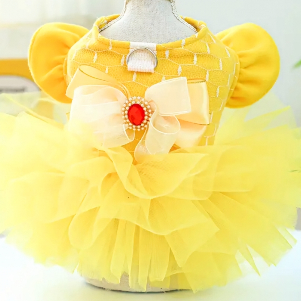 NWOT size small dog clothes dog dress dog tutu yellow princess gown.